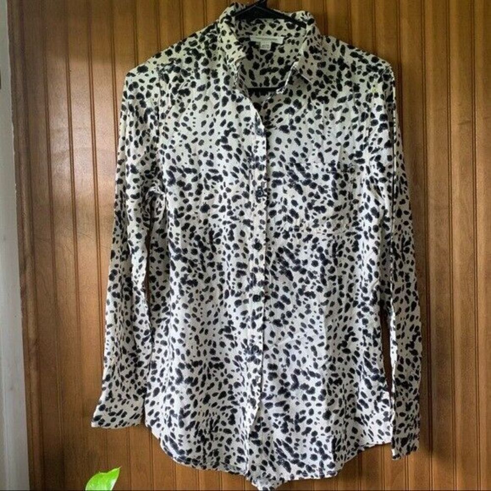 Beach Lunch Lounge Animal Print Buttoned Blouse Women's Sz XS